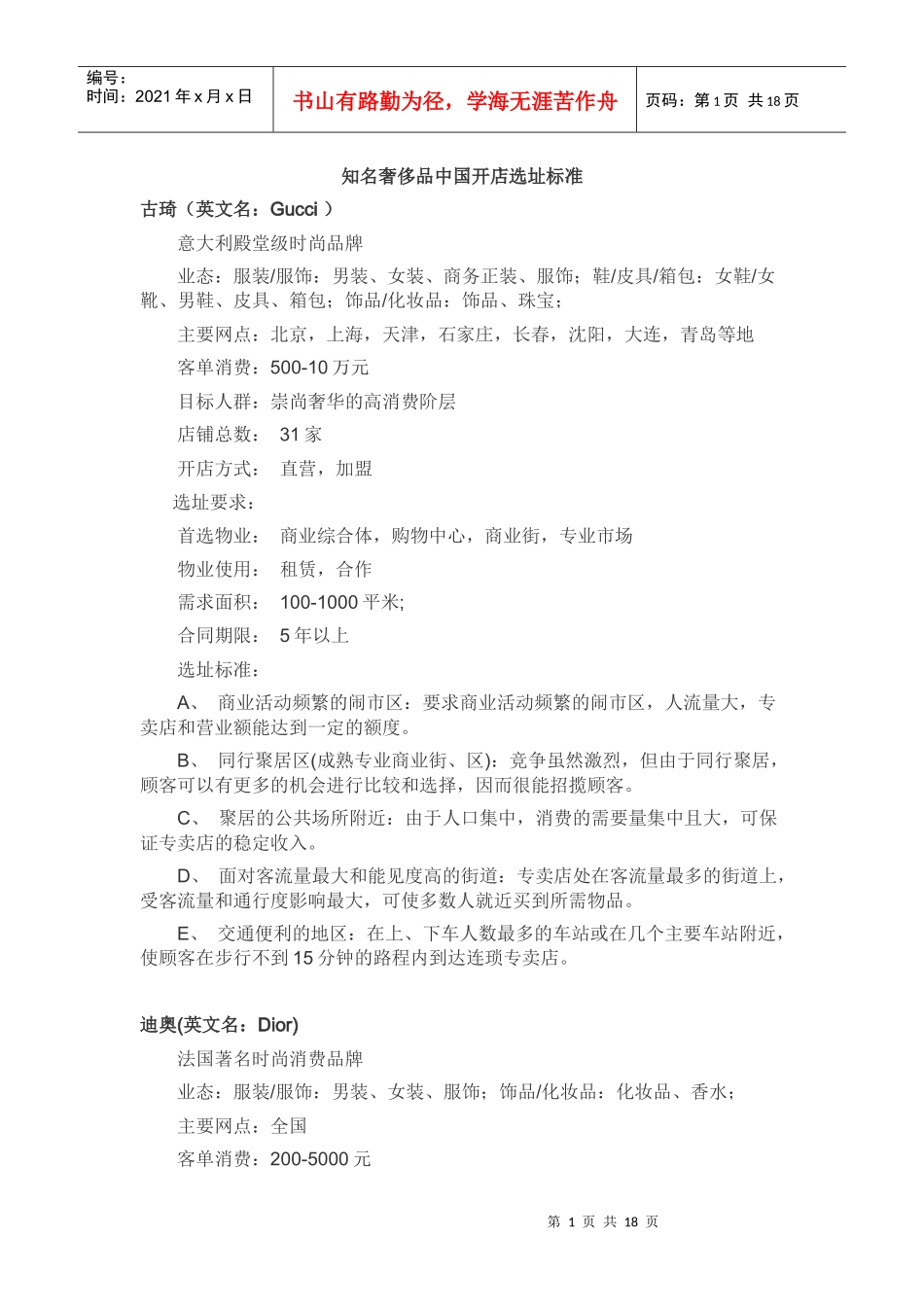 知名品牌开店选址_第1页