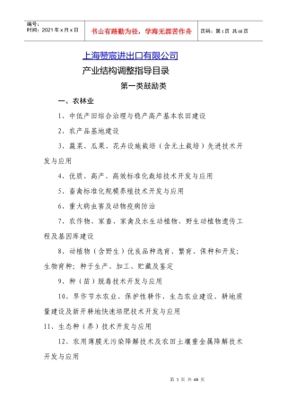 某进出口有限公司产业结构调整指导书