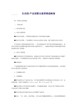 某汽车园·产业别墅全案营销战略案