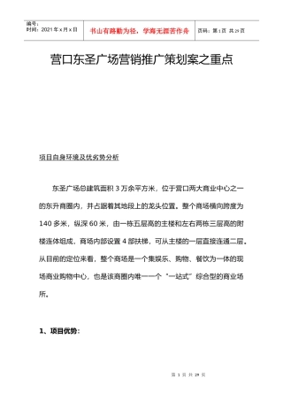 营口东圣广场营销推广策划案之重点