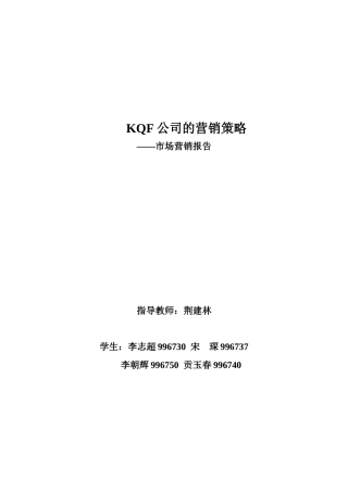 某公司的营销策略市场营销报告