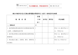 烟台市城市住宅小区物业管理服务等级评定(试行)标准及