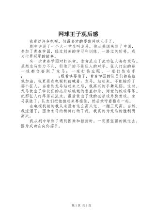 网球王子观后感