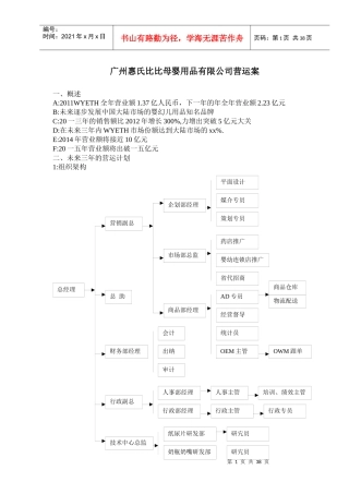 母婴用品有限公司营销计划书
