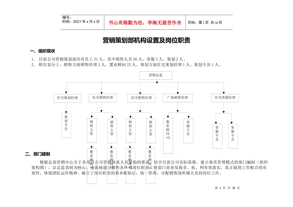 某公司营销策划部门职能说明书_第1页