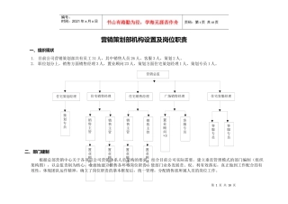 某公司营销策划部门职能说明书