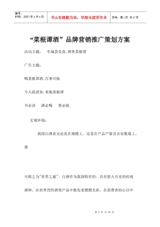 某某白酒品牌营销推广策划方案