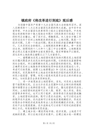 镇政府《将改革进行到底》观后感