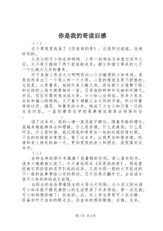 你是我的哥读后感