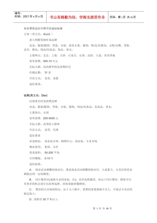 知名奢侈品店中国开店选址标准