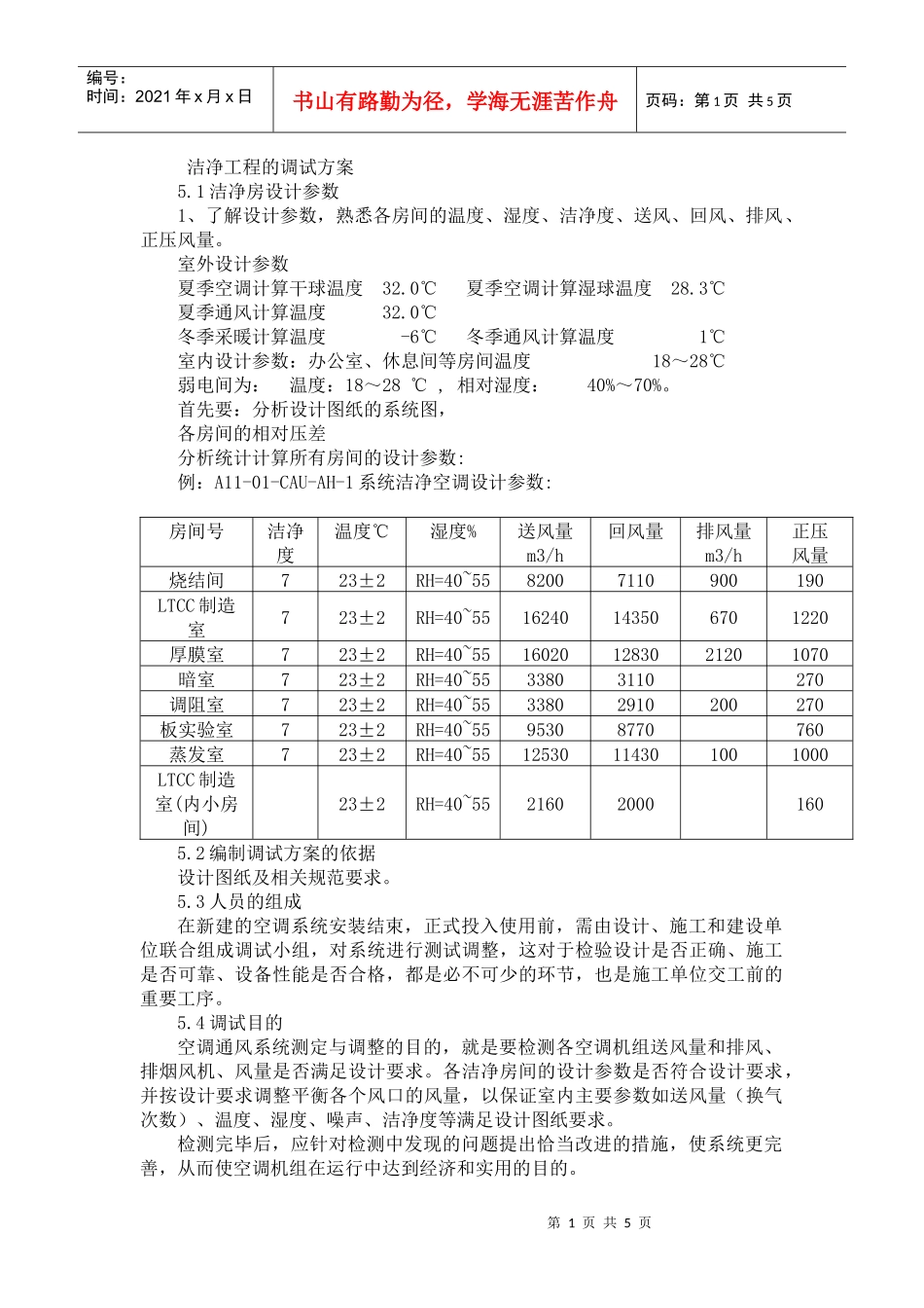 洁净工程的调试方案_第1页