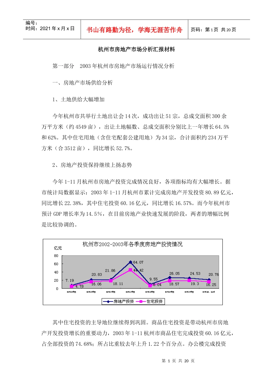 杭州市房地产市场分析汇报材料(1)_第1页
