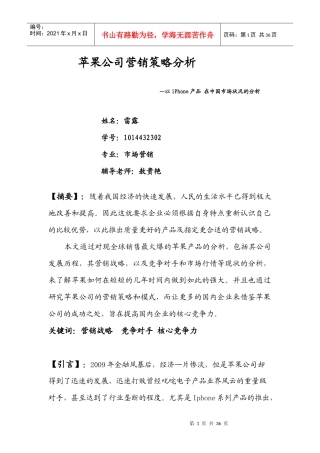 某手机公司营销策略分析论文