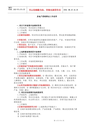 营销策划工作说明