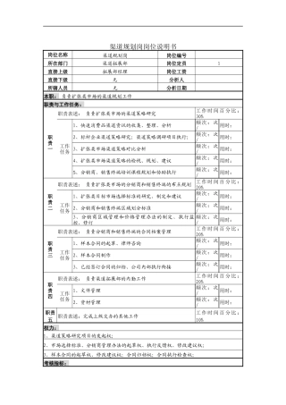 渠道规划岗岗位说明书
