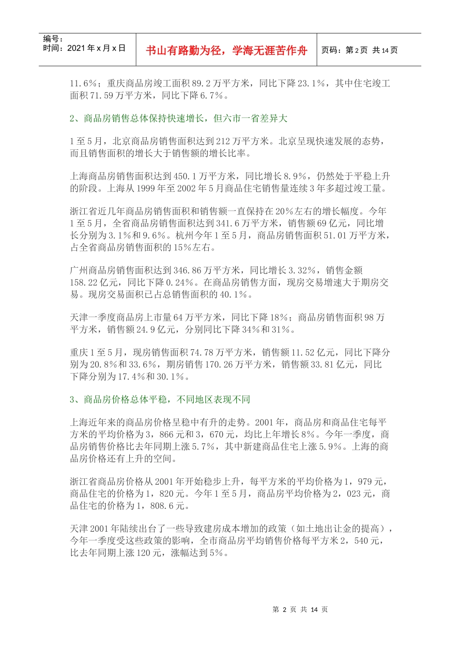 房地产市场形势与发展态势分析——六市一省房地产市场形势分析报告_第2页