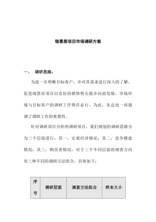 某地产项目市场调研方案