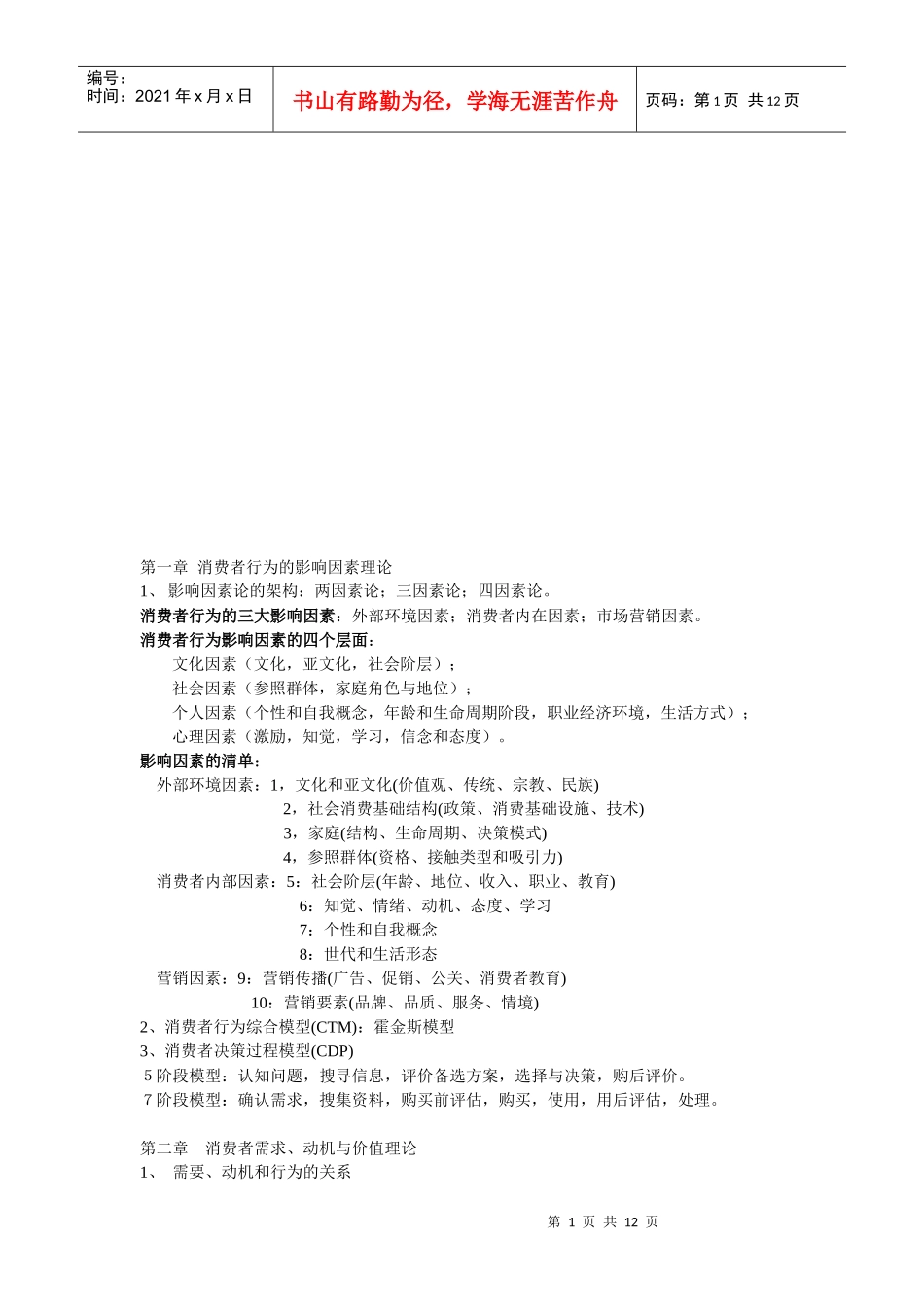 消费者行为学期末考试重点_第1页