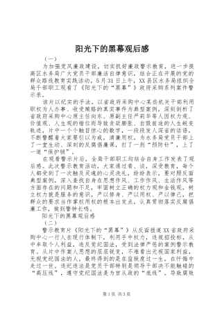 阳光下的黑幕观后感