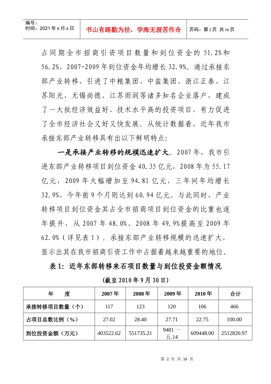 有关石嘴山市承接东部产业转移的调研报告_第2页