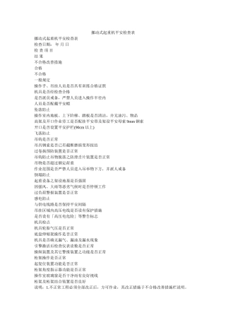 移动式ۥ起重机安全检查表精选 