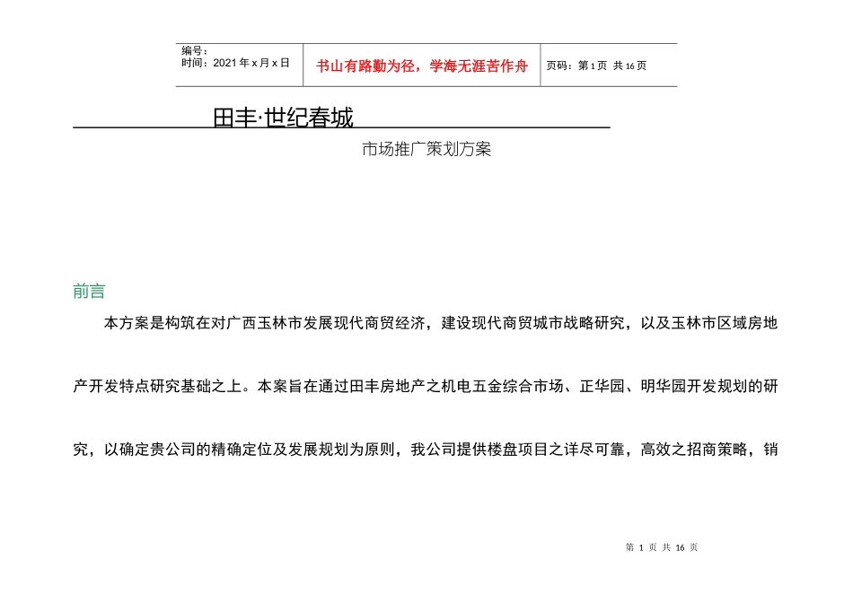 田丰新城市场推广策划方策_第1页