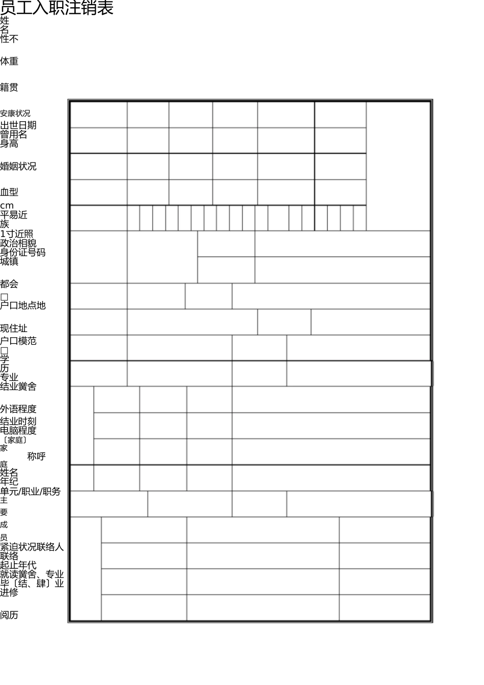 员工档案表(优秀模版) _第3页