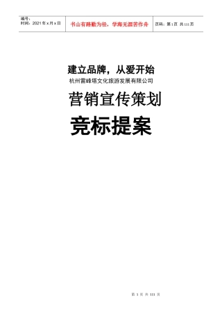 雷峰塔景区整合营销宣传策划竞标提案