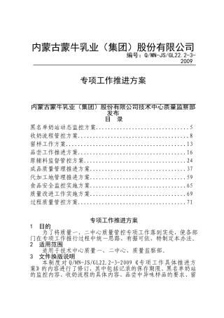 某某乳业集团专项工作推进方案