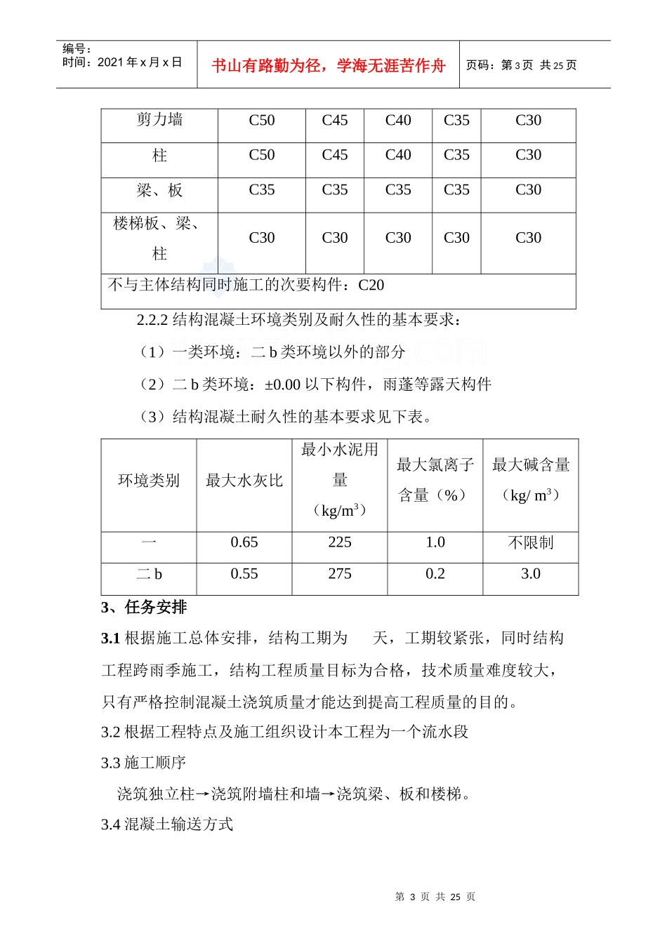 银川市某商务写字楼混凝土施工方案_secret_第3页