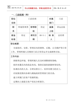 门店职位说明书