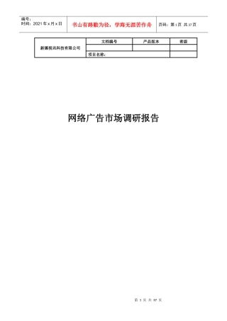 某公司网络广告市场分析调研报告