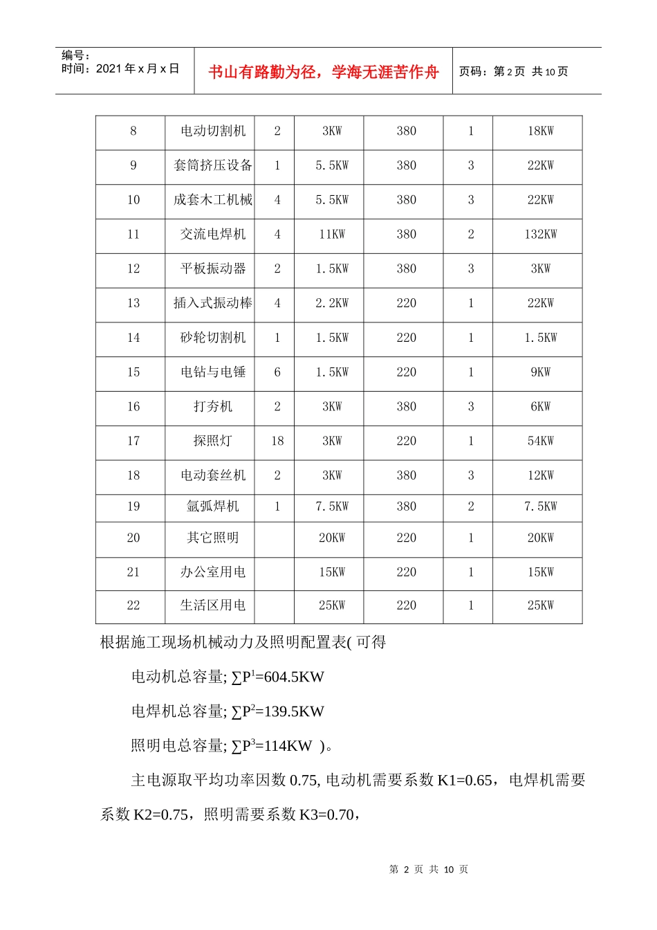 福泽大厦临时用电施工方案_第2页