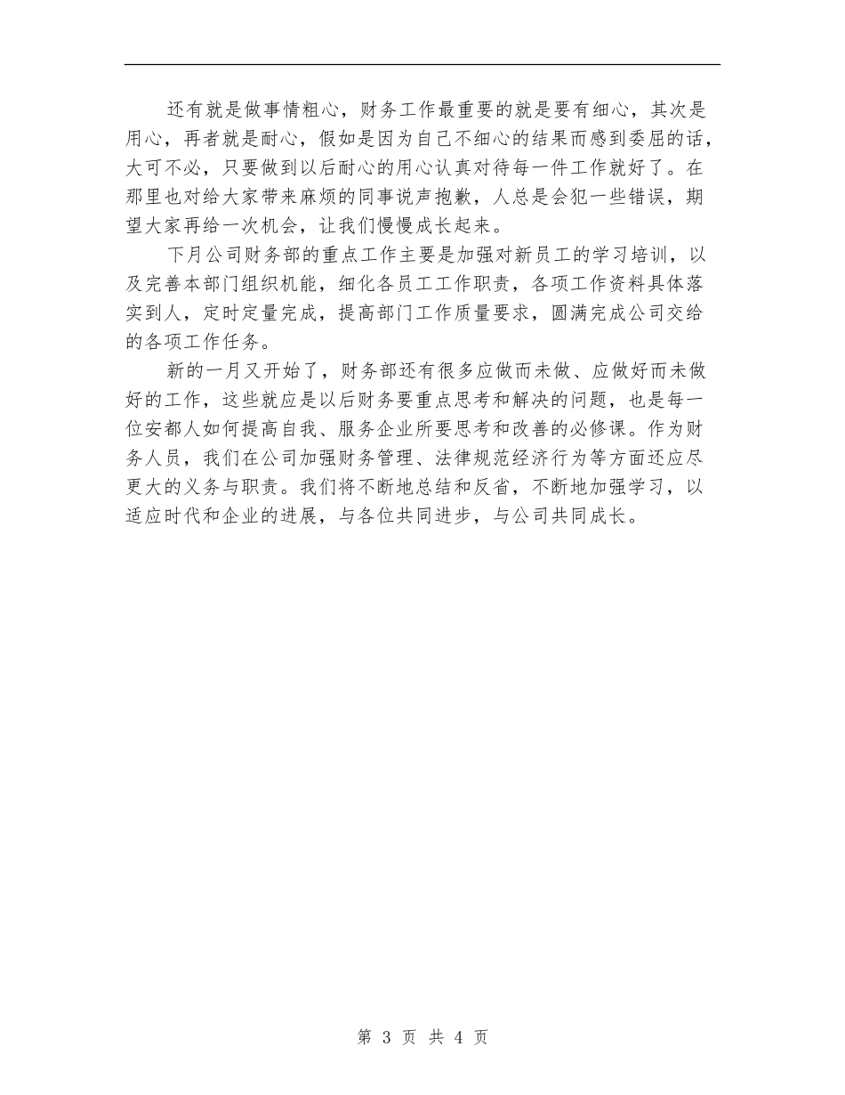 财务工作人员的月工作总结_第3页