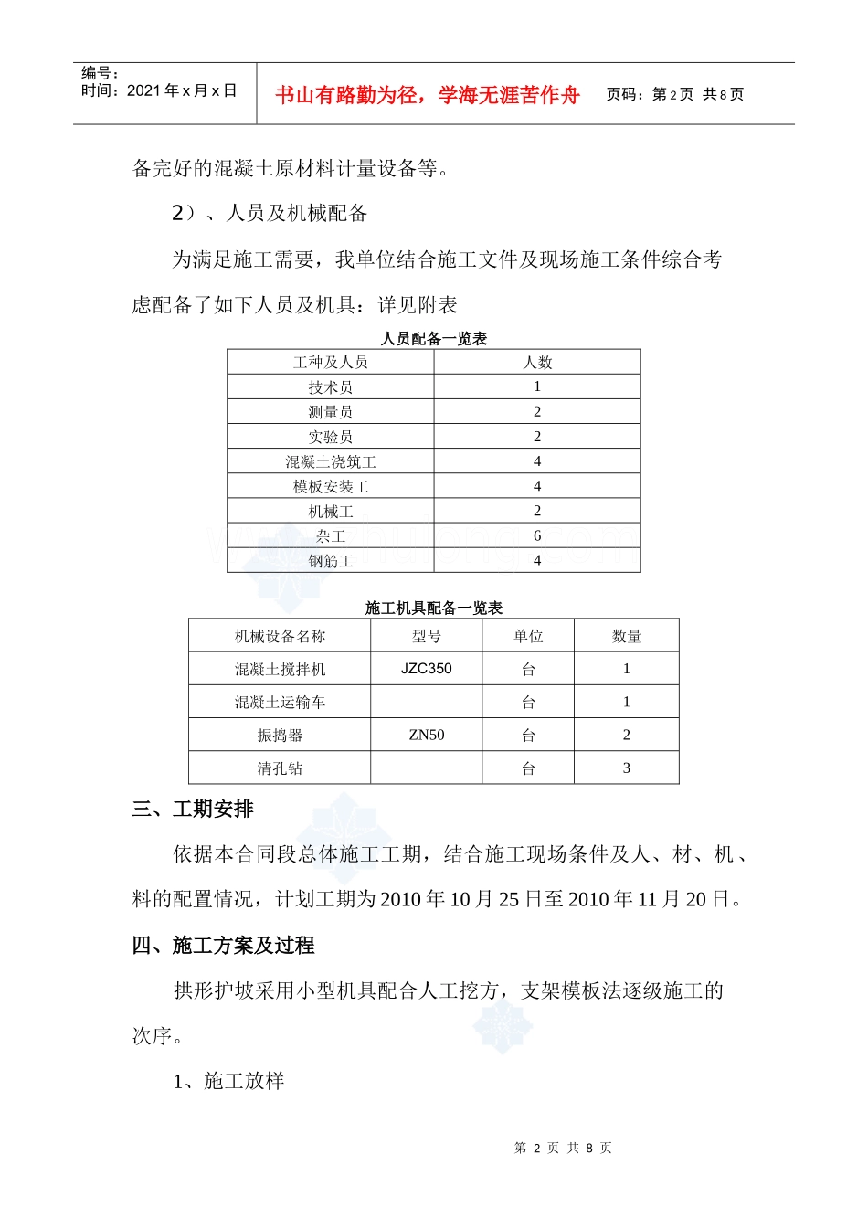 拱形护坡施工方案_secret_第2页