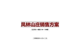 泸州市凤林山庄推广销售方案