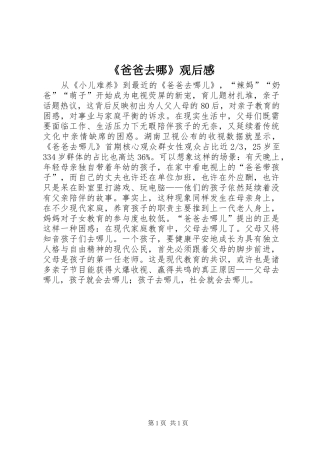 《爸爸去哪》观后感