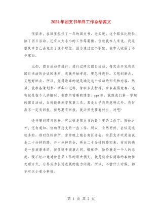 2024年团支书年终工作总结范文