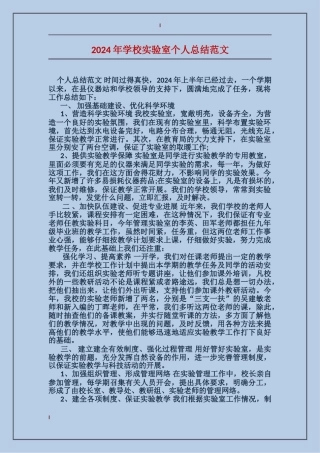 2024年学校实验室个人总结范文