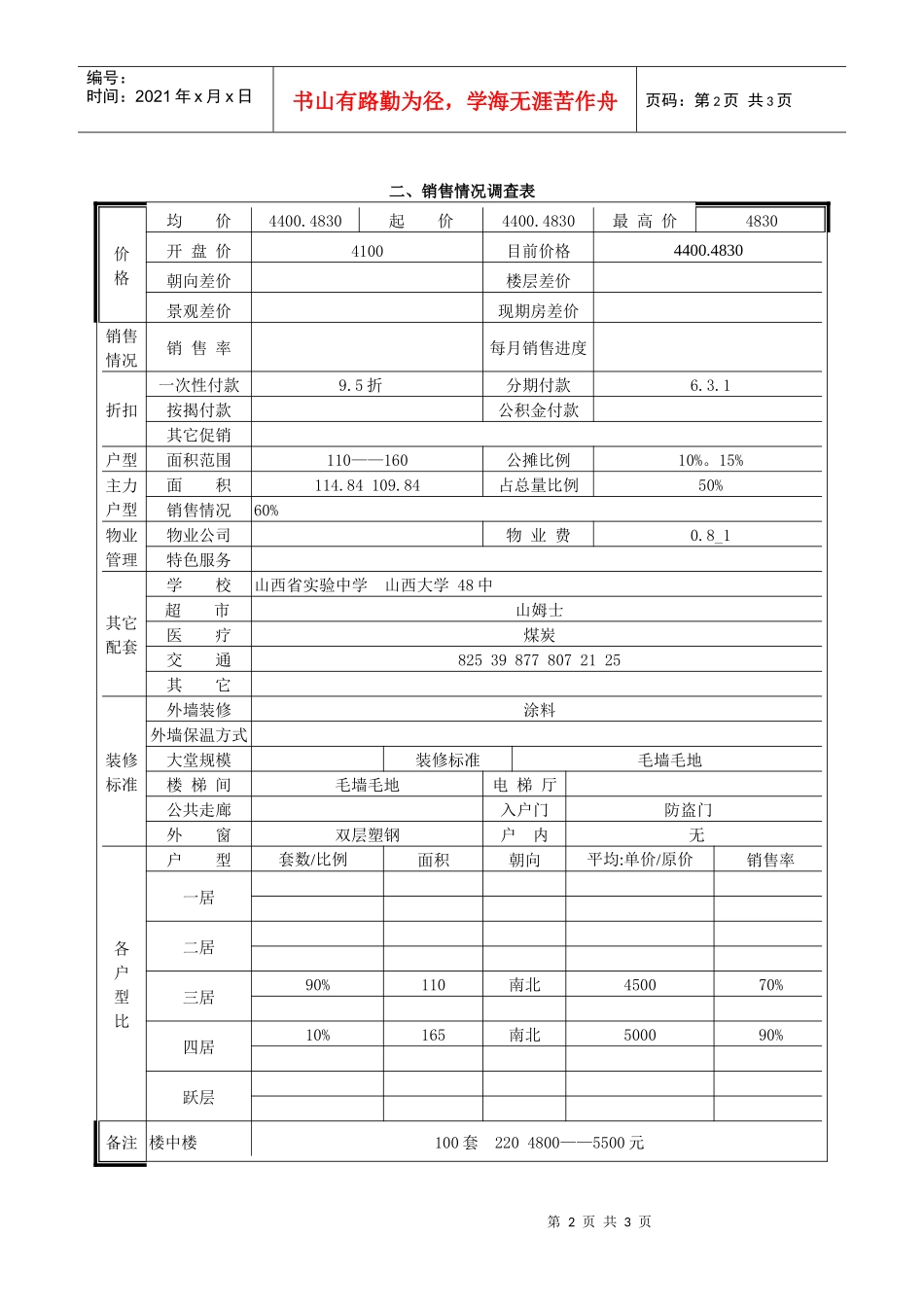 汇都27栋市场调查表_第2页