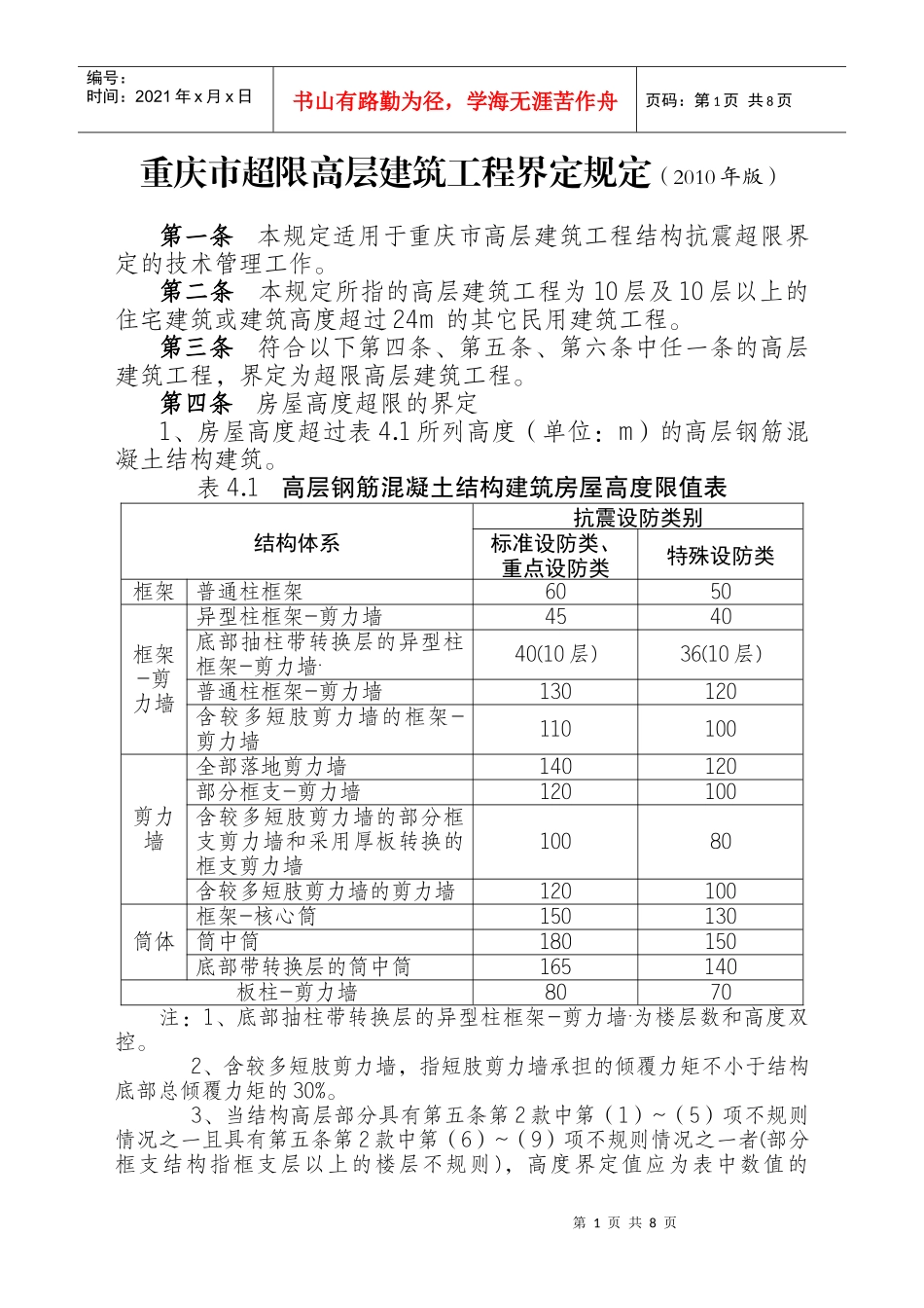 重庆市超限高层建筑工程界定规定(XXXX年版)_第1页
