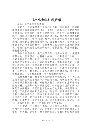 《小小少年》观后感