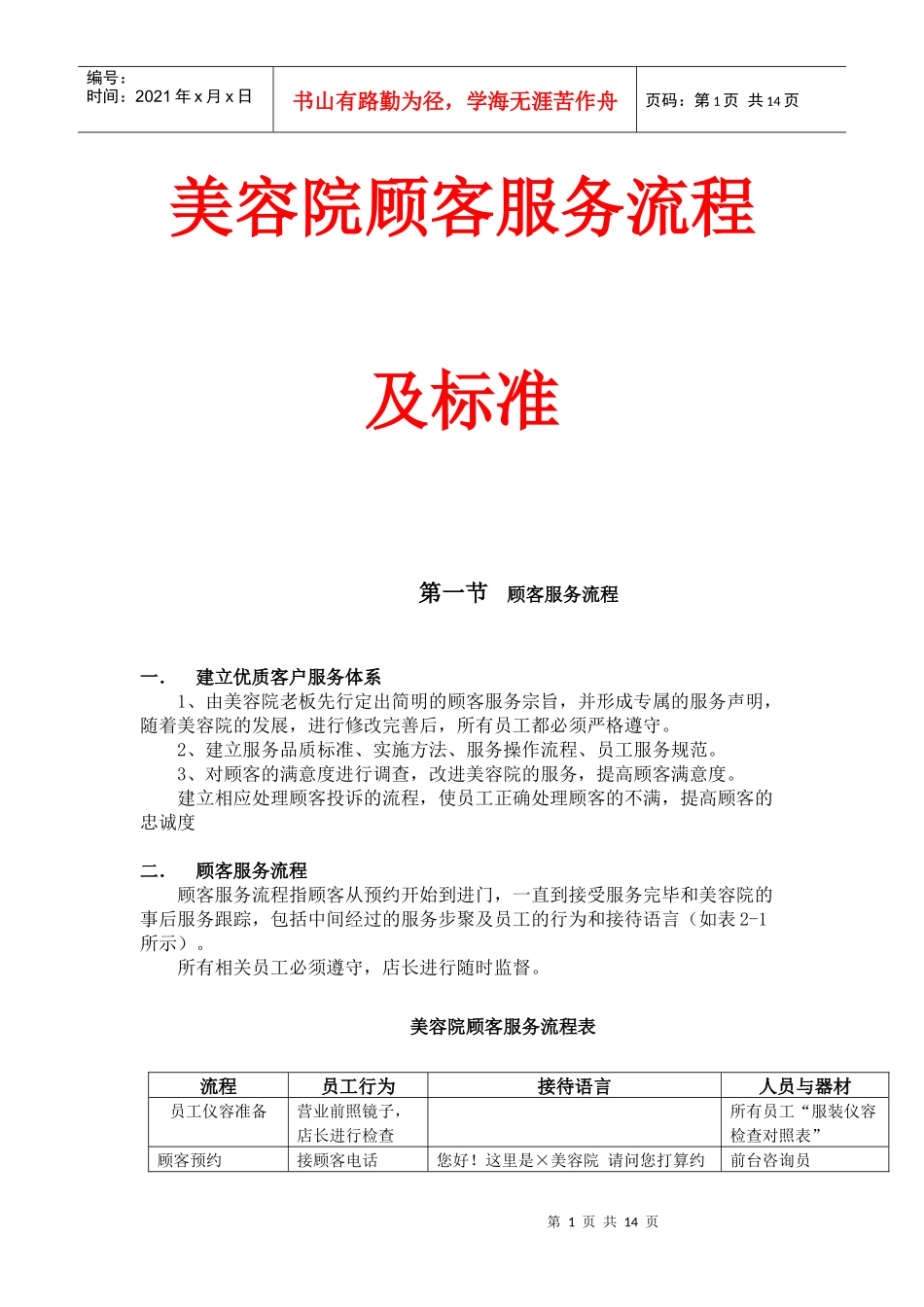 美容院顾客服务流程及标准_第1页