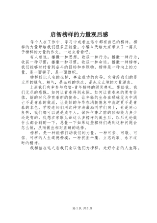 启智榜样的力量观后感