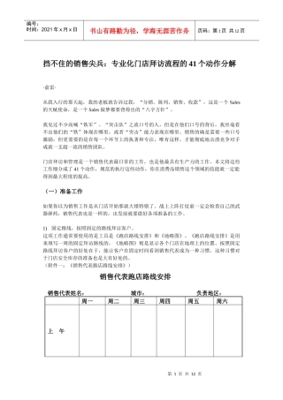 挡不住的销售尖兵：专业化终端拜访流程的41个动作分解