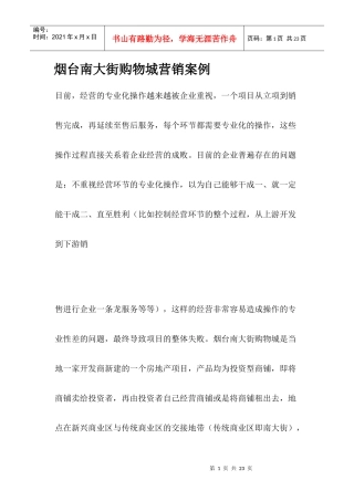 烟台南大街购物城营销案例