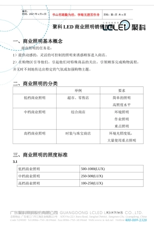 聚科商业照明销售指南