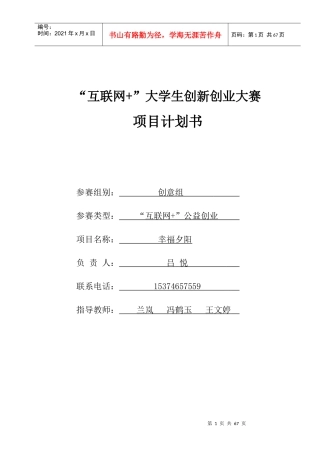 老年服务有限公司项目计划书