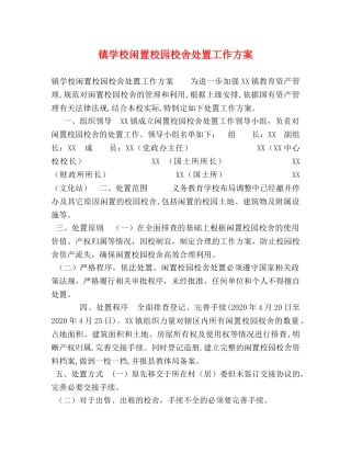 镇学校闲置校园校舍处置工作方案 