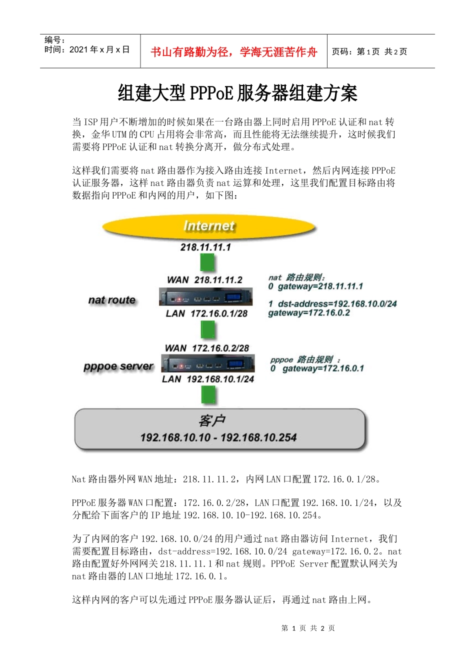 组建大型PPPoE服务器组建方案_第1页